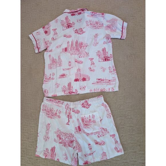 Katie Kime Pajama Set Womens Large Red Pink Atlanta Georgia Short Sleeve - Picture 2 of 10